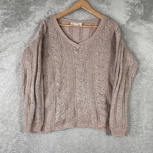 Cotton Forever Sweater Womens Small Pink Cable Knit V-Neck Vintage Made in USA